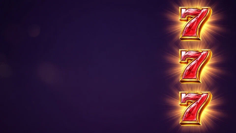 Hit Hot Fruit wild art: a column of ruby Lucky 7s in gold frames