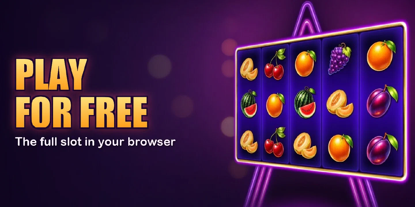Hit Hot Fruit free-play banner: the complete slot running on a glowing browser screen