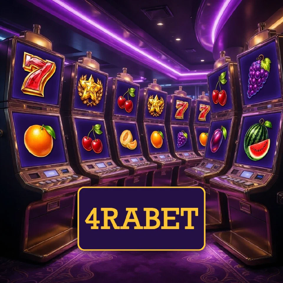 4RABET logo surrounded by fruit and sevens
