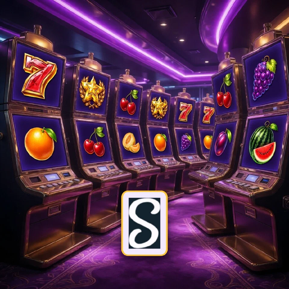 Stake logo with neon fruit reels