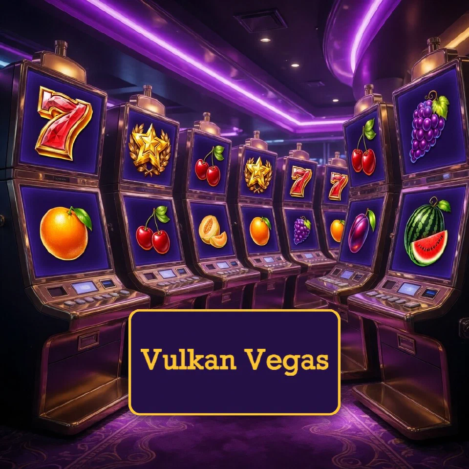 Vulkan Vegas logo with fiery fruit reels