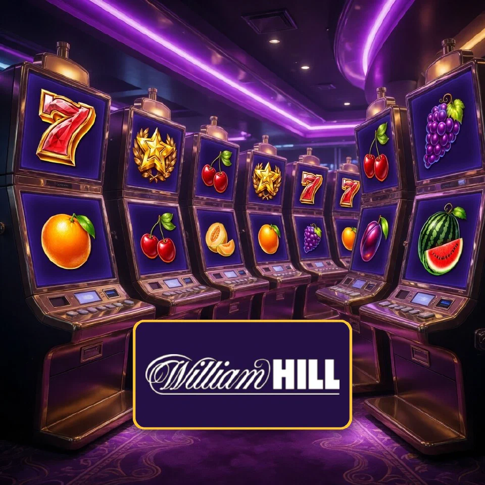 William Hill logo above Hit Hot Fruit reels